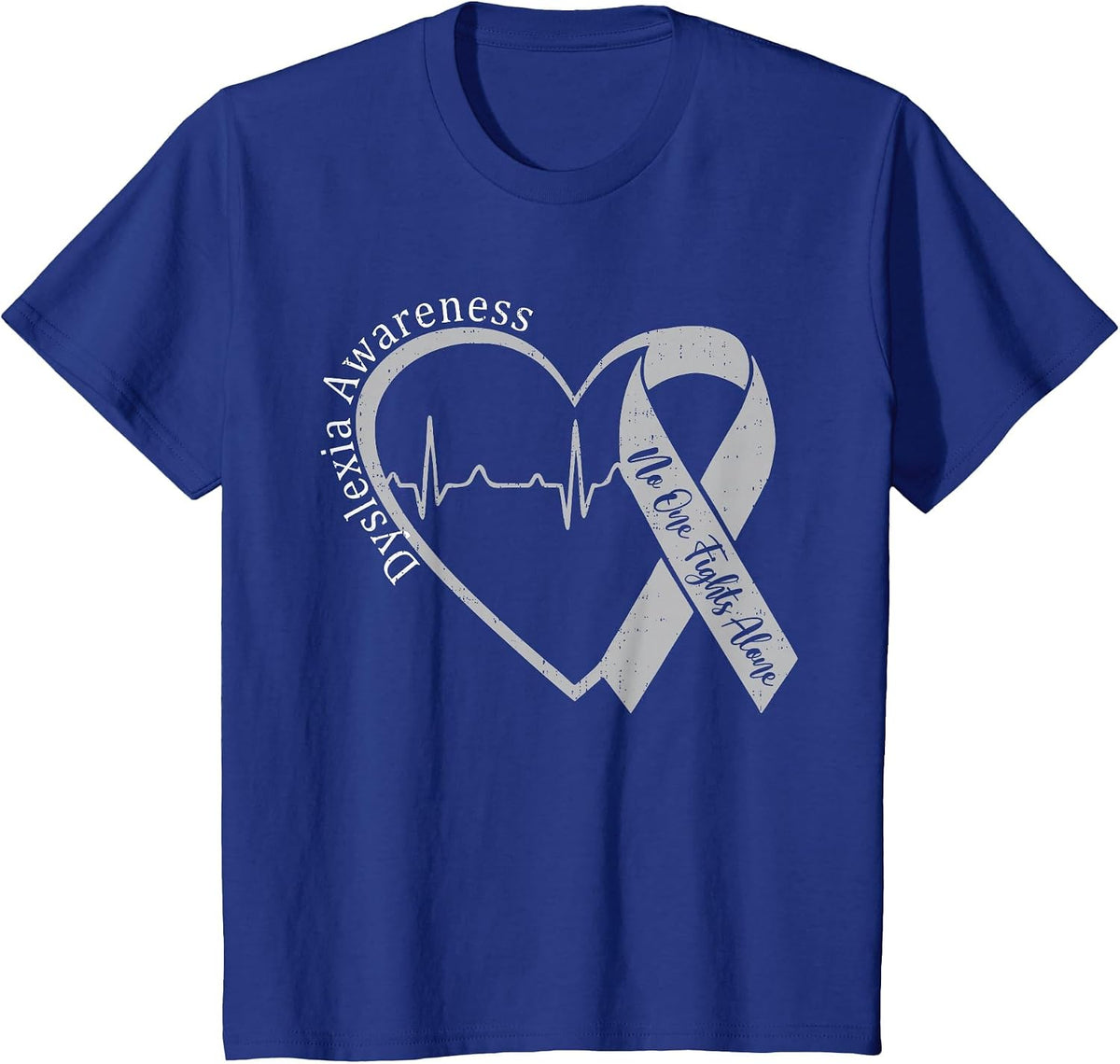 Dyslexia Awareness Heart Ribbon Silver Specialist Support T-Shirt - Royal Blue