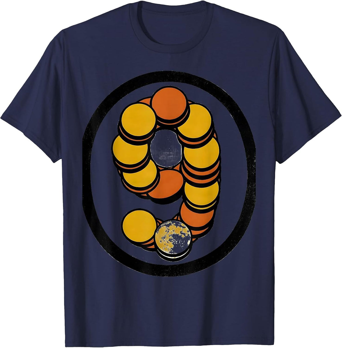 Nine Planets Poster-Style Pluto Demotion Humor T-Shirt - Navy Blue