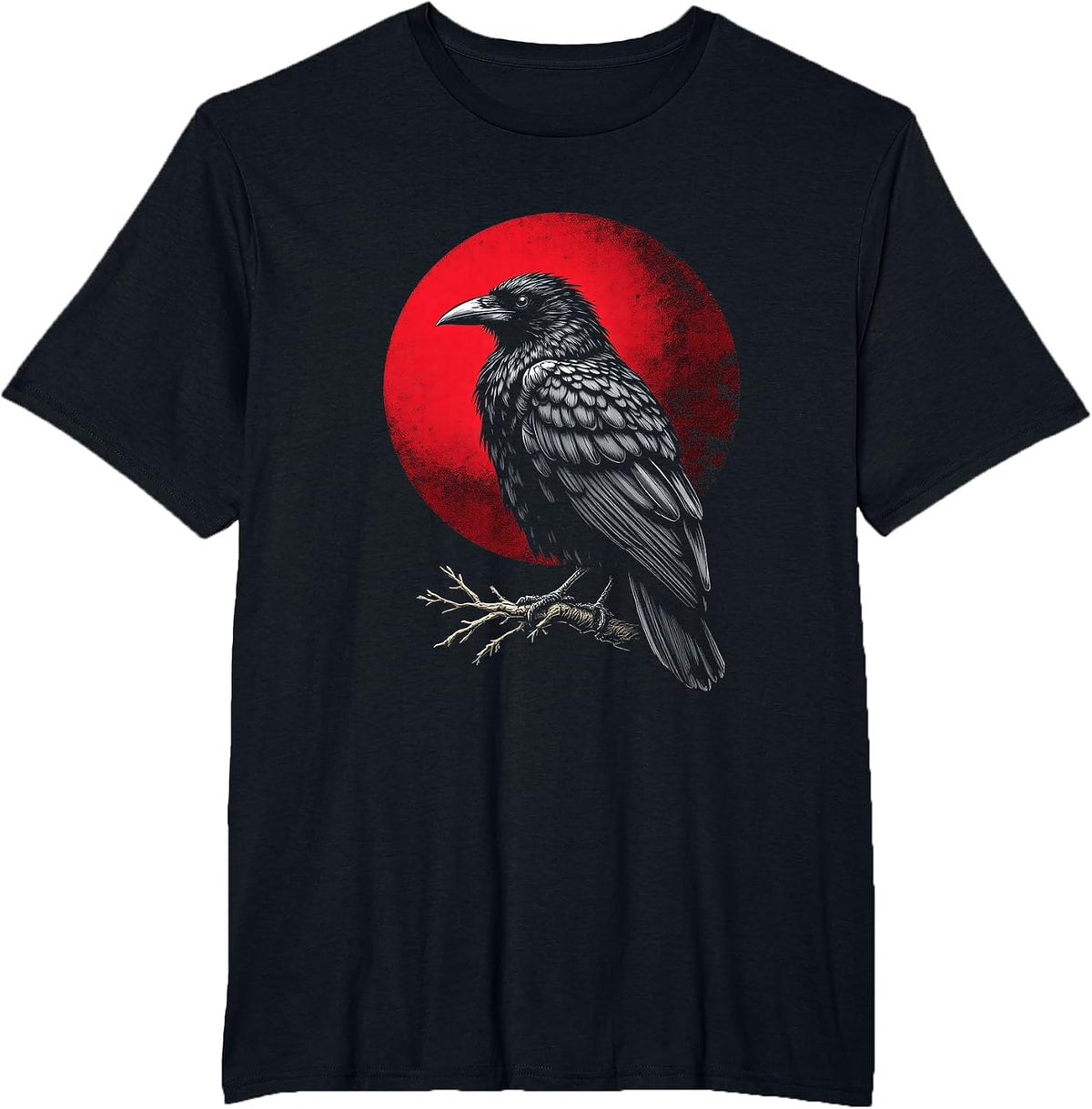 Raven Red Moon T-Shirt - Black