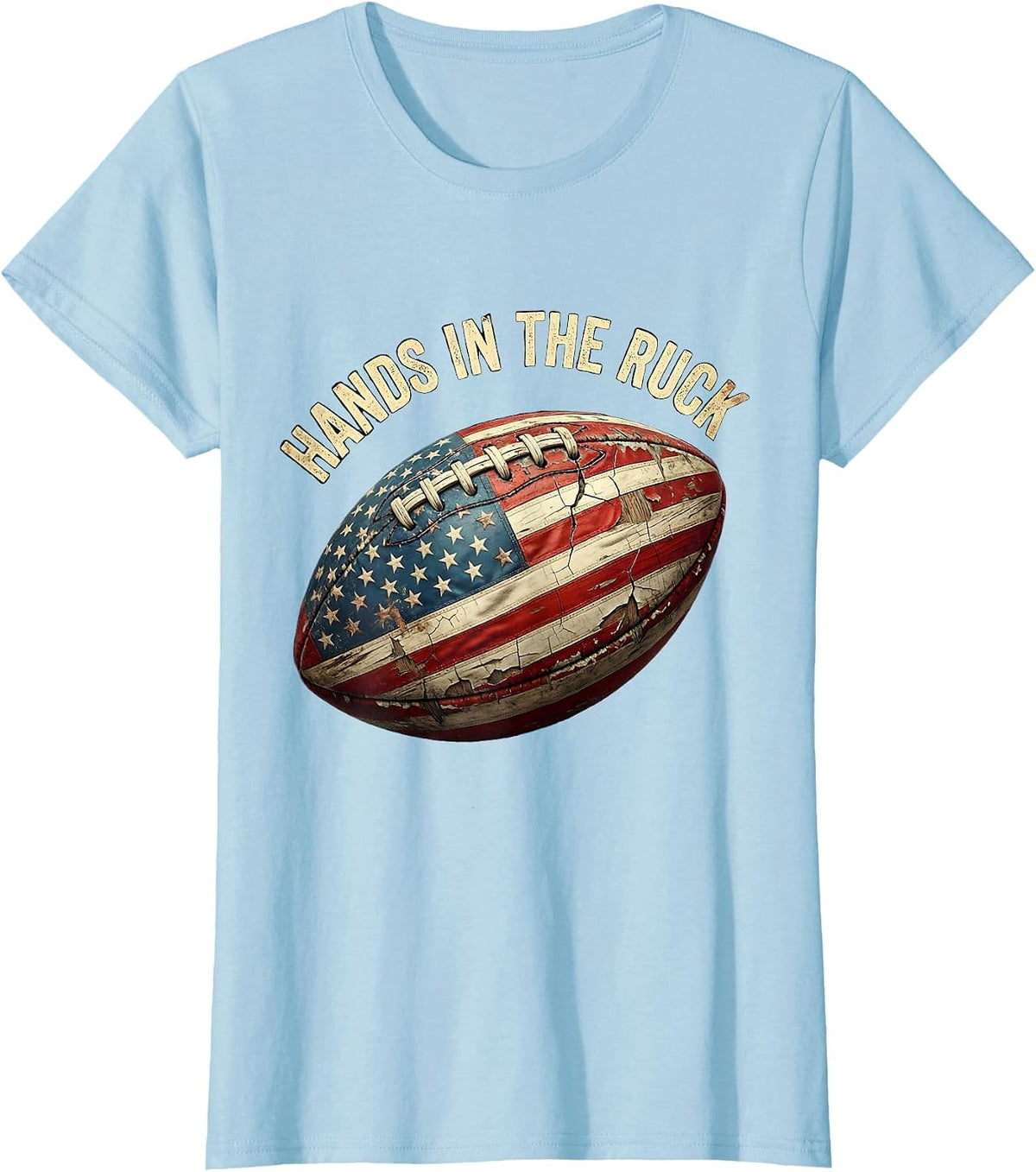 Hands in the Ruck Rugby Graphic Design T-Shirt - Baby Blue