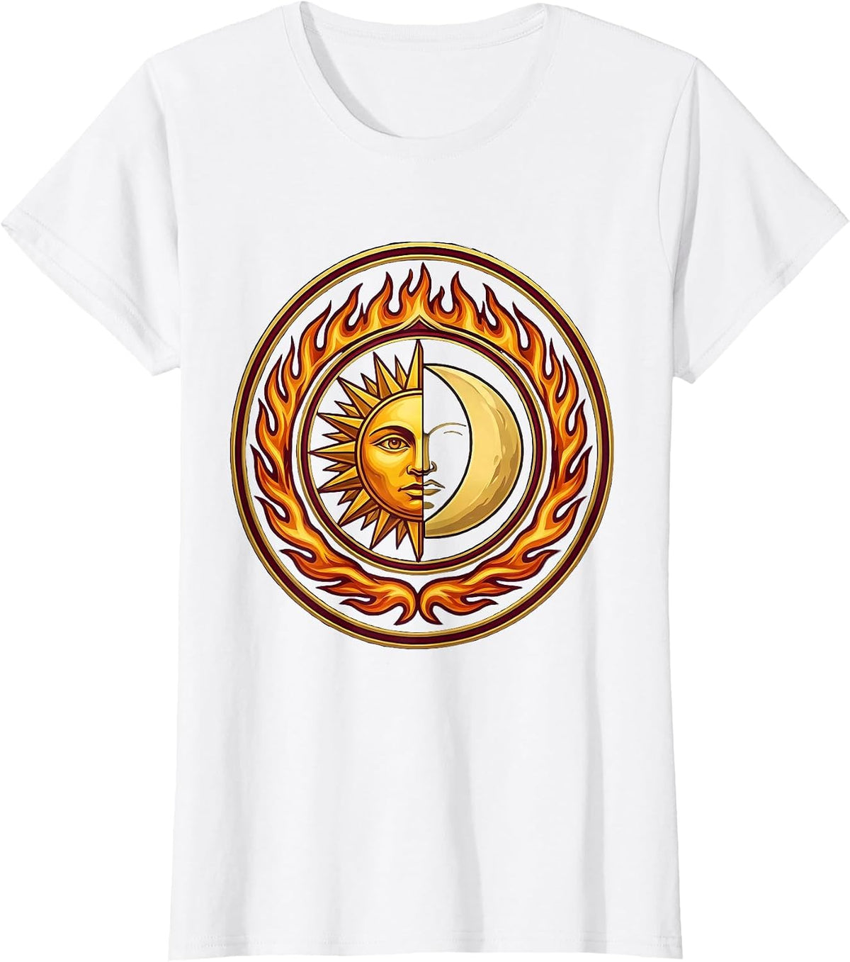 Sun and Moon Ring of Fire Celestial Eclipse T-Shirt - White