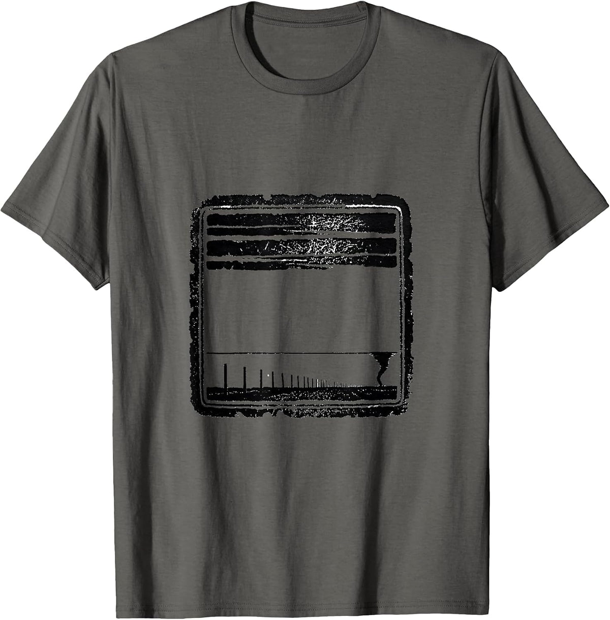 Men's Storm Chaser Tornado Stamp Weather Enthusiast Humor T-Shirt - Asphalt Grey