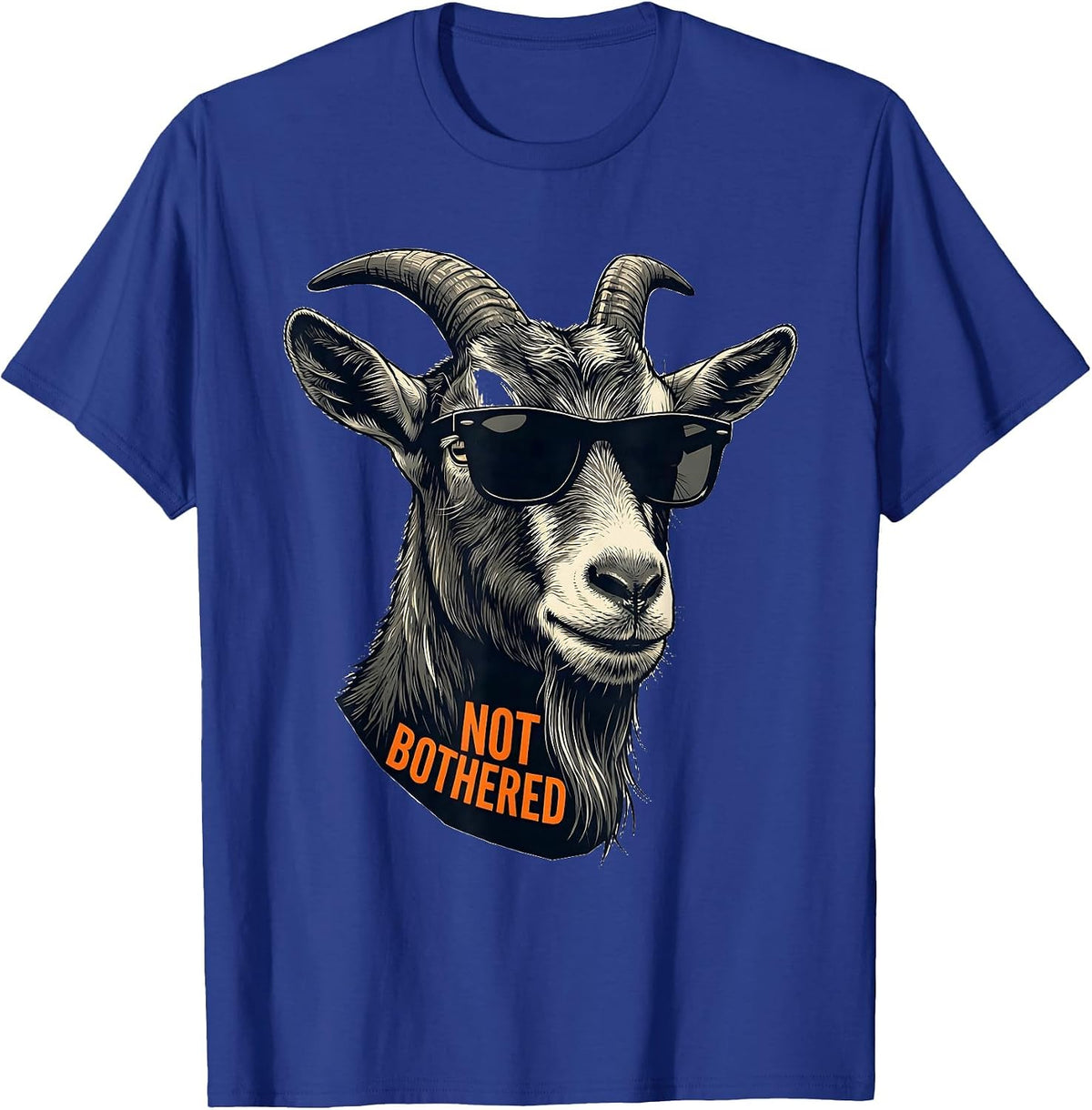 Not Bothered Funny Goat Humor Stencil Graphic Novelty T-Shirt - Royal Blue