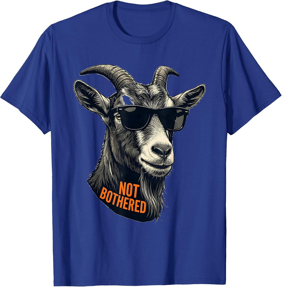 Not Bothered Funny Goat Humor Stencil Graphic Novelty T-Shirt - Royal Blue