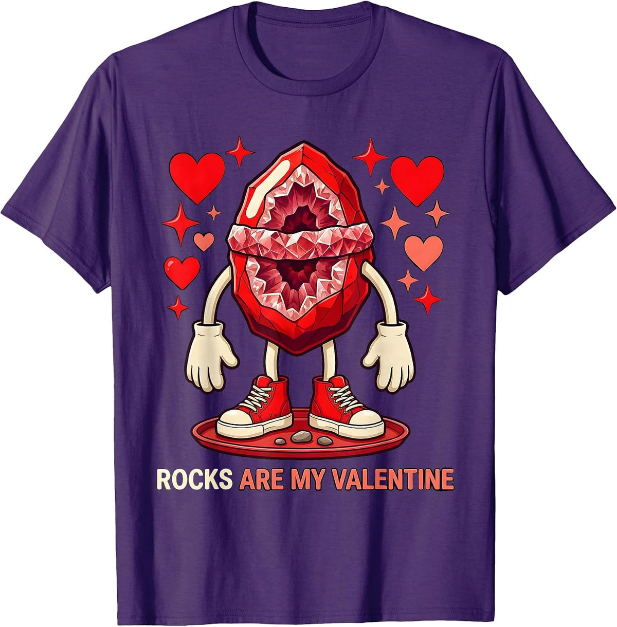 ROCKS ARE MY VALENTINE Funny Rock Lover Valentines Day T-Shirt - Purple