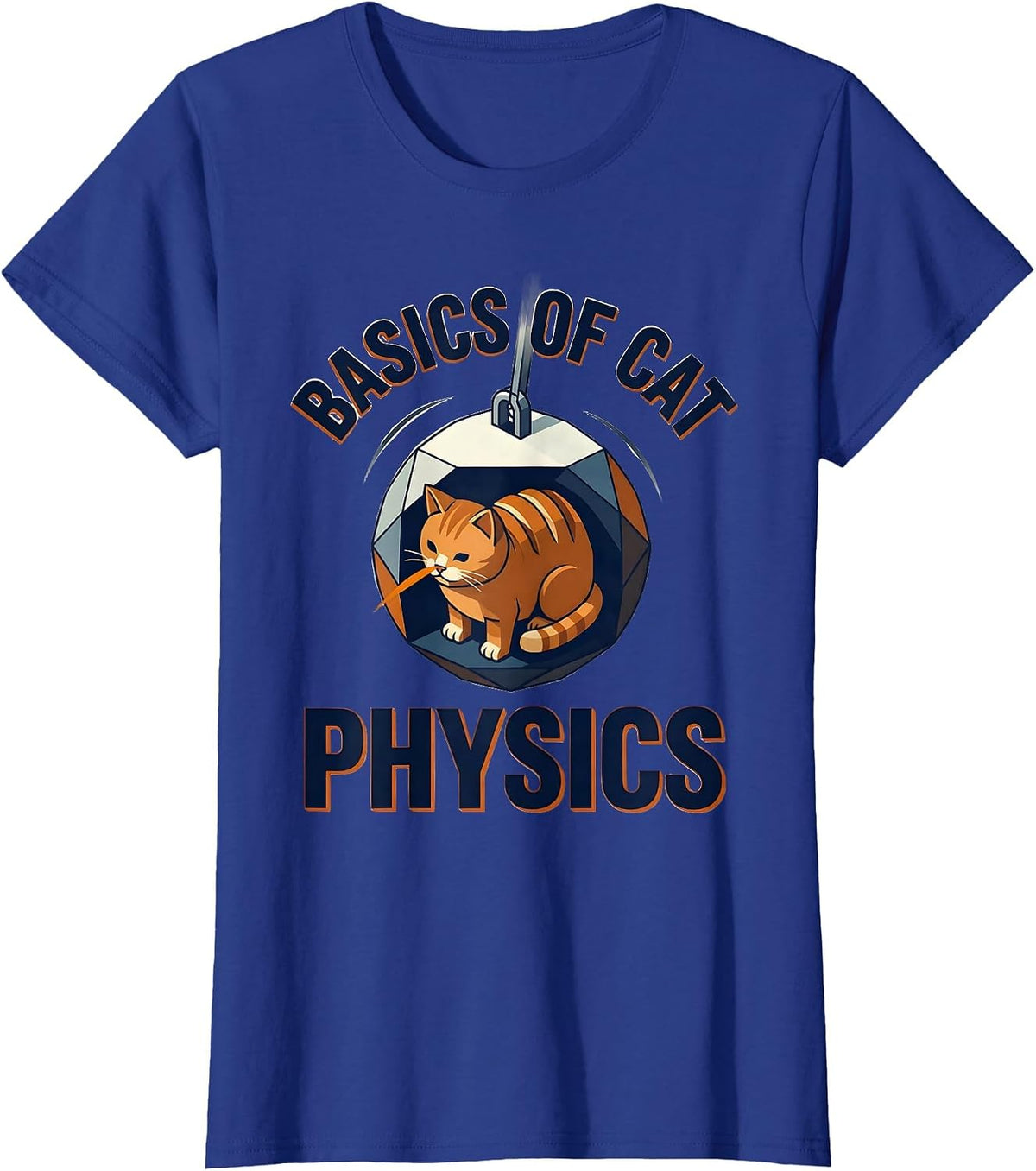 Women's Basics Of Cat Physics Funny Math Cat Teacher Student Lover T-Shirt - Royal Blue