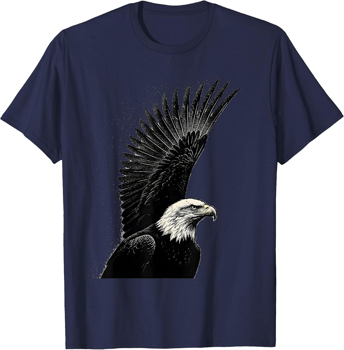 Bald Eagle Climbing Dotwork Eagle Lover Pride T-Shirt - Navy Blue