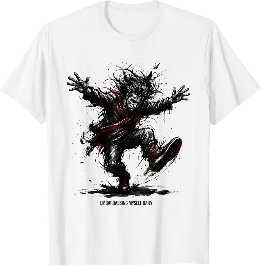 Men's Embarrassing Myself Daily Funny Humor Design T-Shirt - White