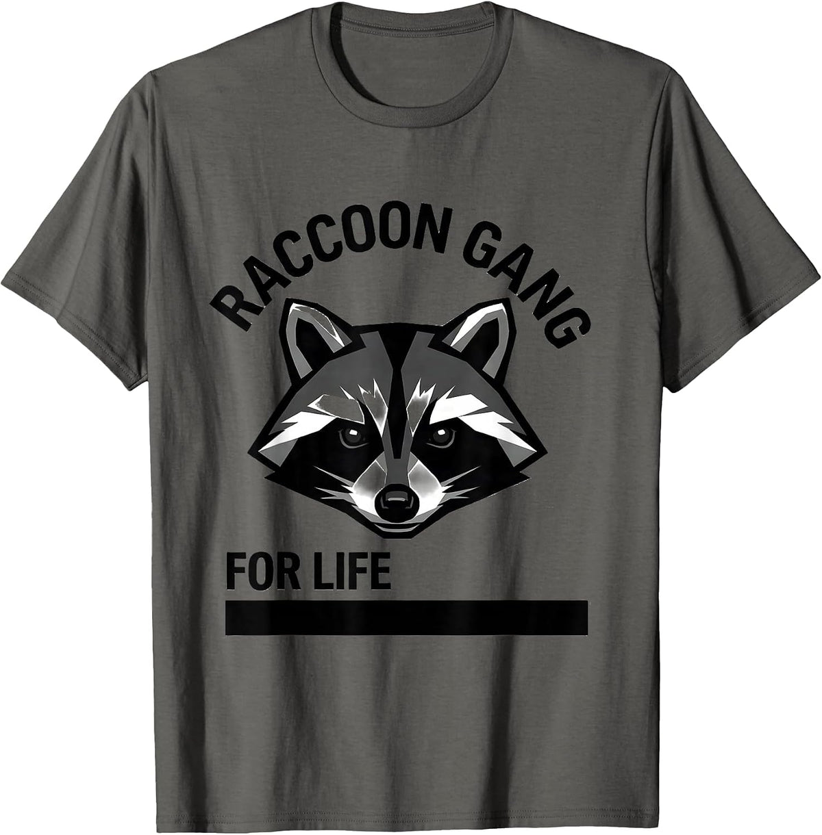 Raccoon Gang For Life Wild Crew Design T-Shirt - Asphalt Grey