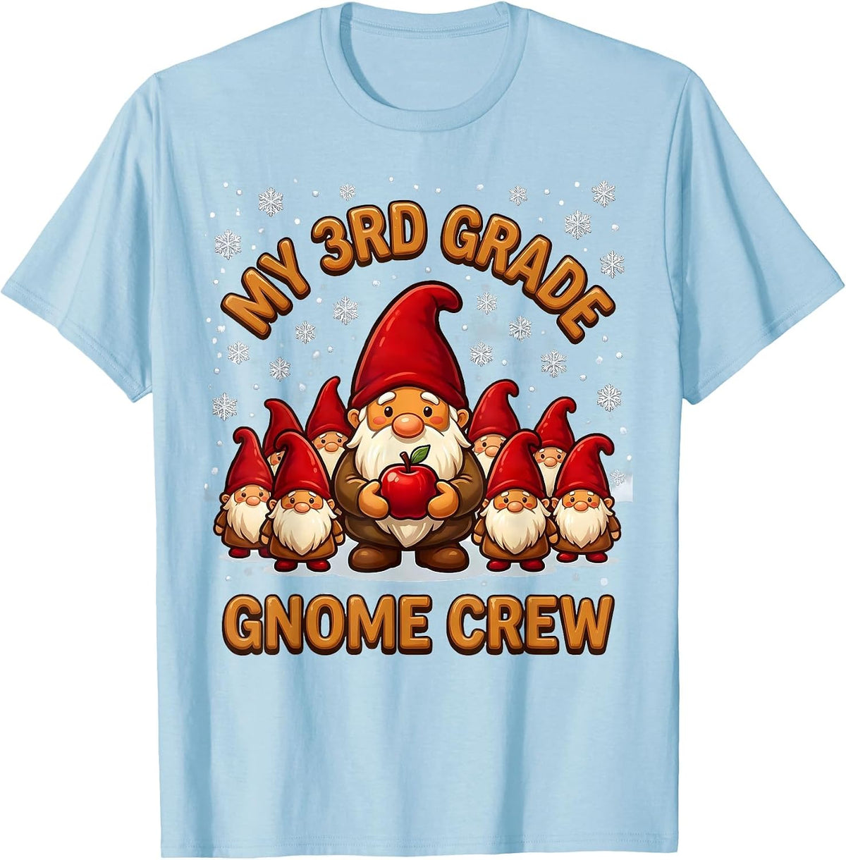Men's My 3rd Grade Gnome Crew Cute Playful Christmas Teacher T-Shirt - Baby Blue