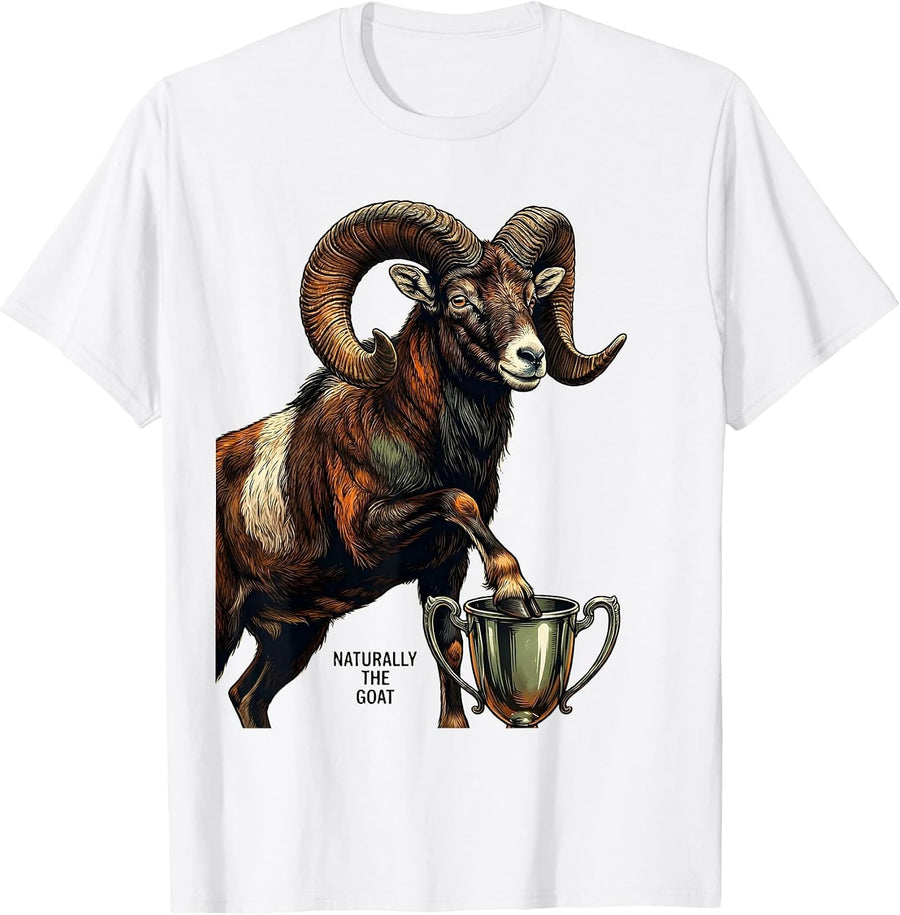 Men's Naturally The GOAT Funny Farm Animal Humor Novelty T-Shirt - White