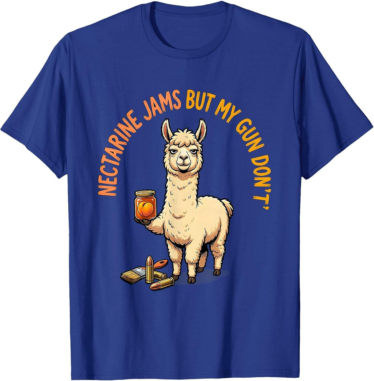 Men's Nectarine Jams But My Gun Don't Funny Llama Gun Lover T-Shirt - Royal Blue