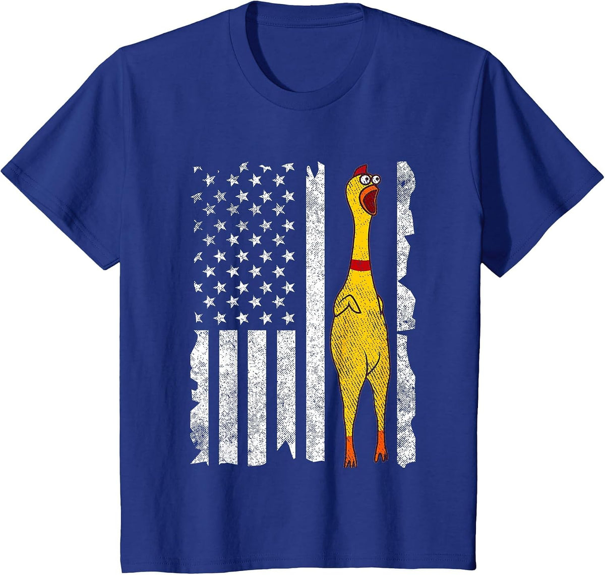 Funny Rubber Chicken Vintage American US Flag Men & Women T-Shirt - Royal Blue