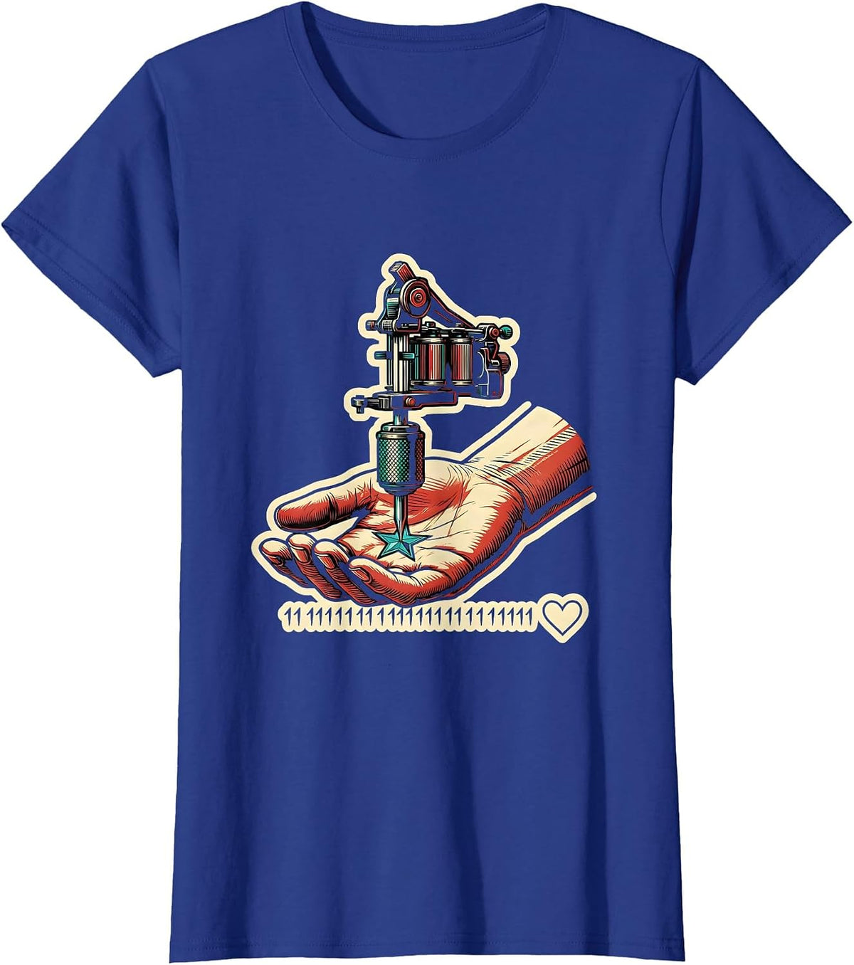 Women's Tattoo Machine Bold Outline Funny Tattoo Enthusiast Humor T-Shirt - Royal Blue