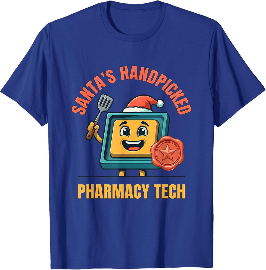 Santa's Handpicked Pharmacy Tech Funny Christmas Matching T-Shirt - Royal Blue