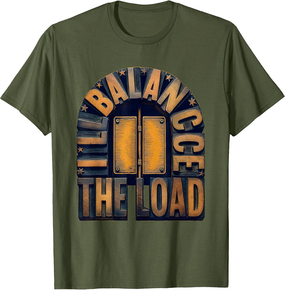 I Balance The Load Funny Electrician Skeleton Sarcastic T-Shirt - Olive Green