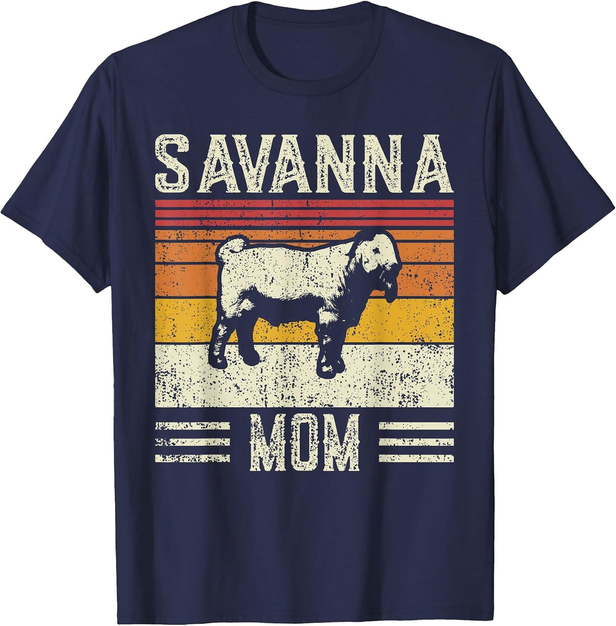 Best Goat Mom Women - Vintage Savanna T-Shirt - Navy Blue