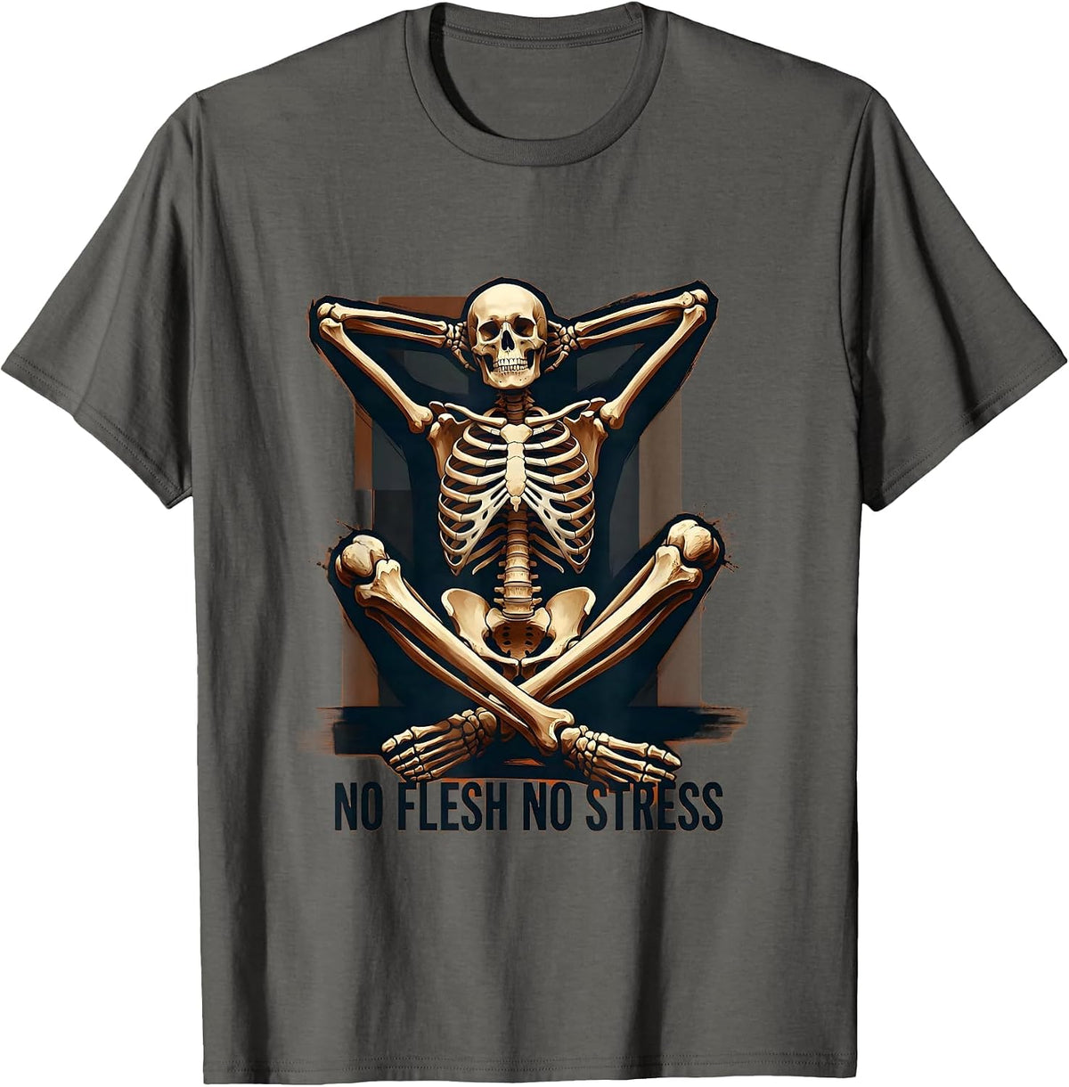 No Flesh No Stress Vegan Lifestyle Design T-Shirt - Asphalt Grey
