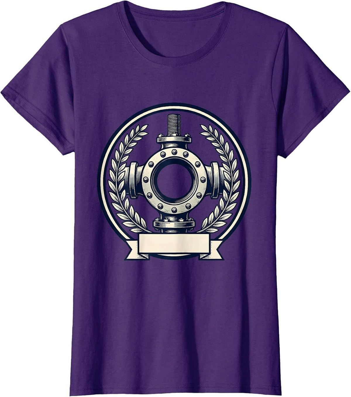 Women's Sealed Pipe Flange Emblem Funny Plumber Pipefitter Humor T-Shirt - Purple