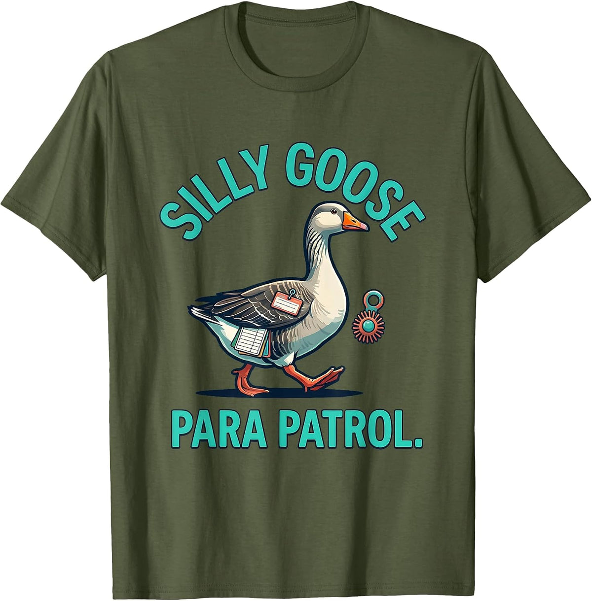 Silly Goose Para Patrol Design T-Shirt - Olive Green