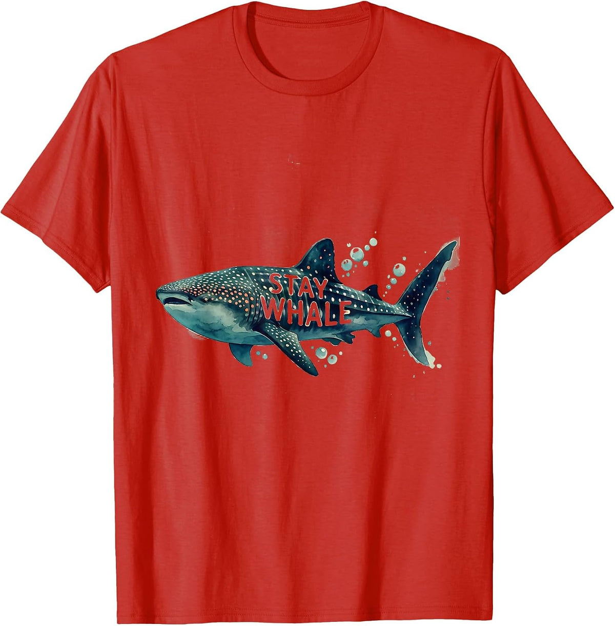 Men's Stay Whale Funny Watercolor Whale Shark Ocean Wildlife Lover T-Shirt - Red