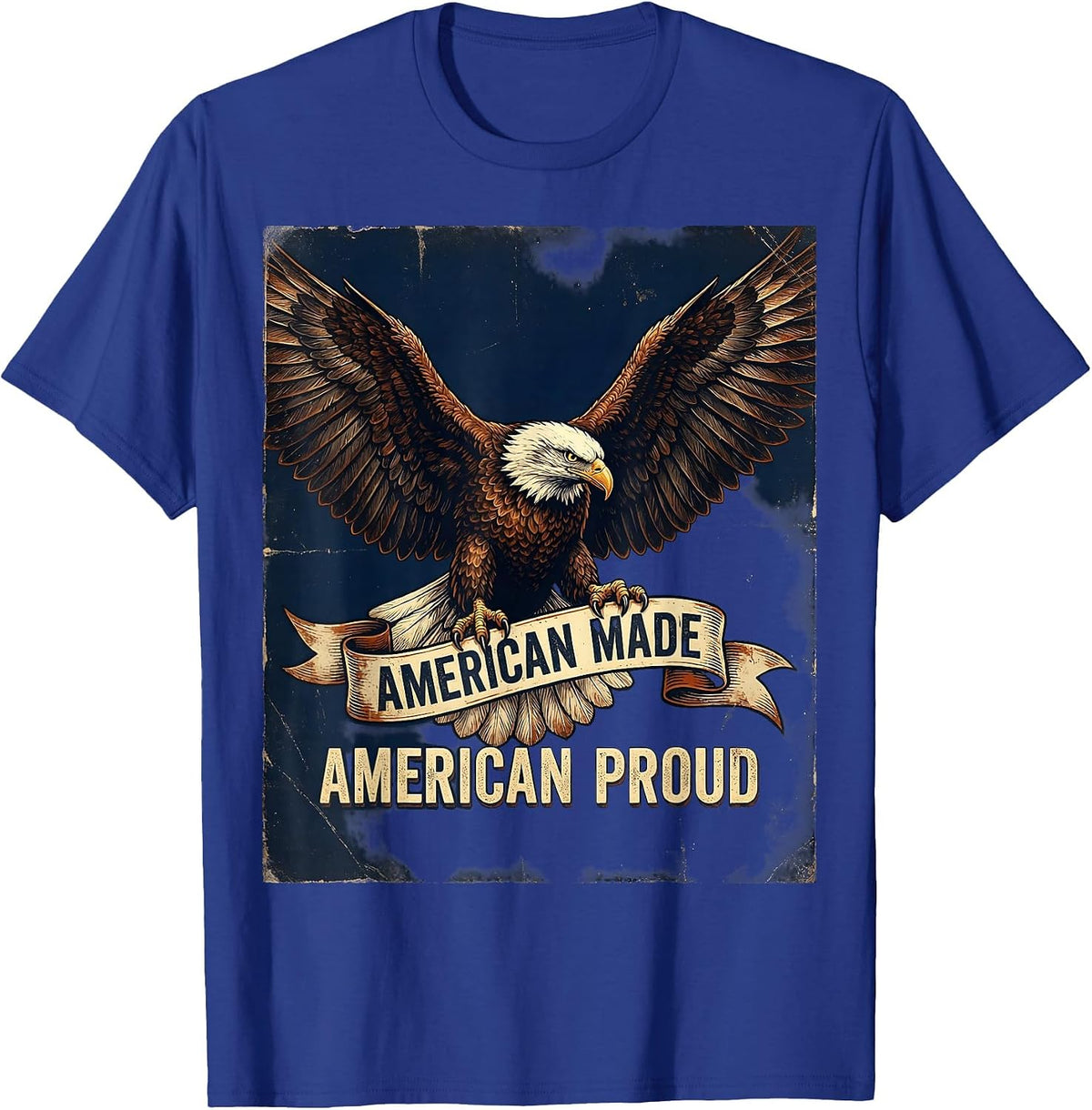 American Made American Proud Patriotic Design T-Shirt - Royal Blue