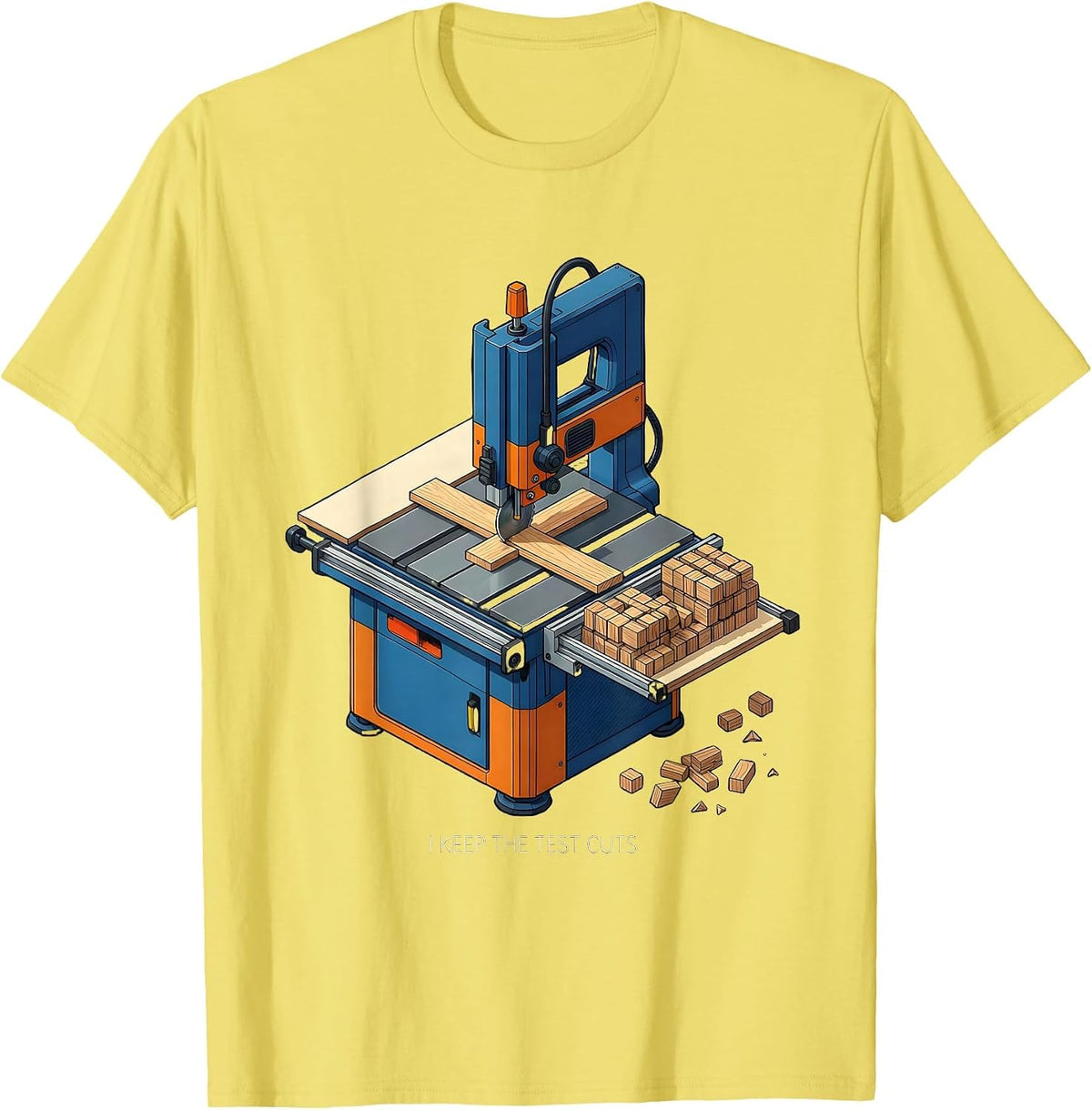 Men's I Keep The Test Cuts Funny Woodworking Carpenter Dad Humor T-Shirt - Lemon Yellow