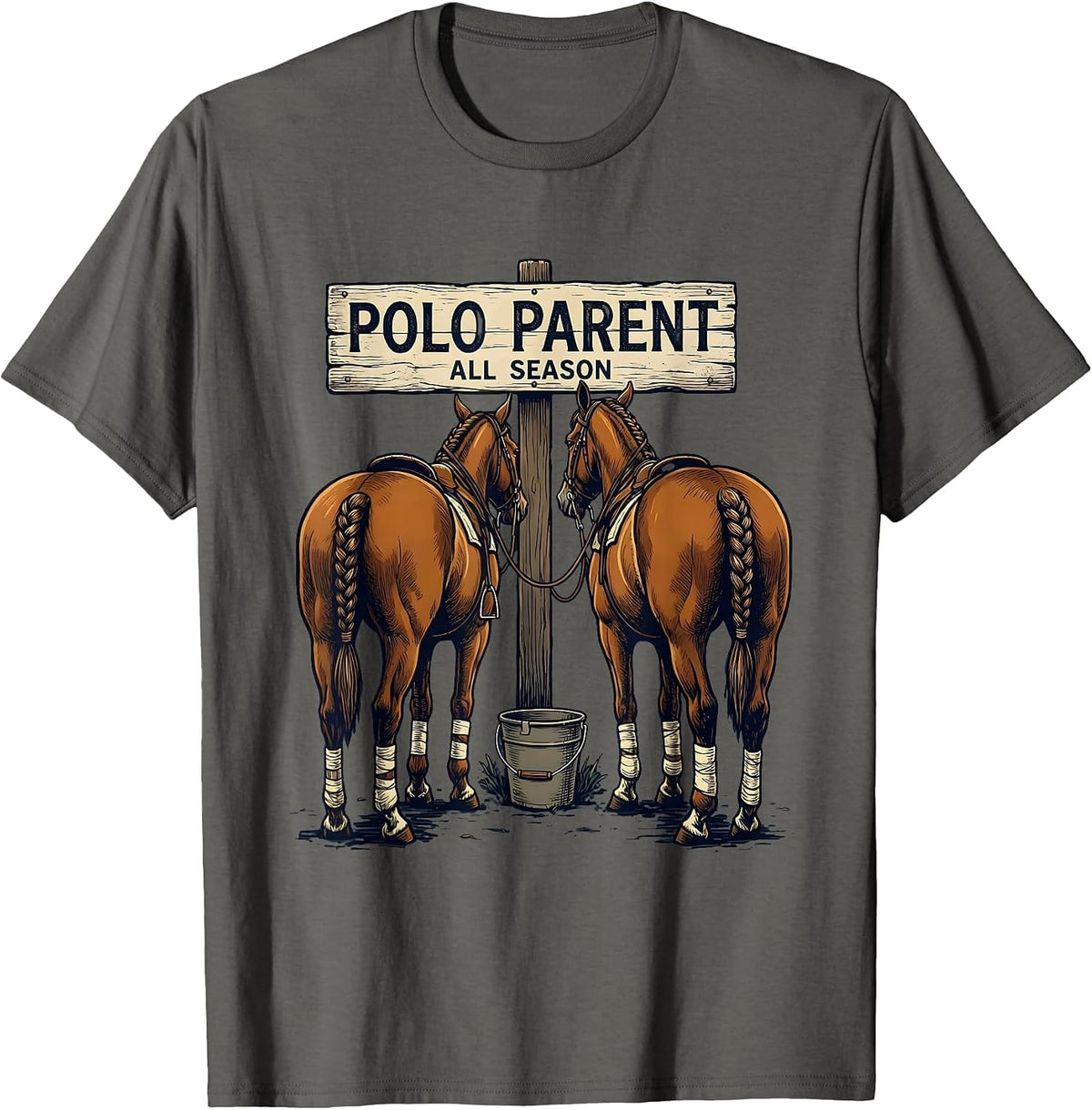 Polo Parent All Season Equestrian Sport Fan Horseback Riding T-Shirt - Asphalt Grey