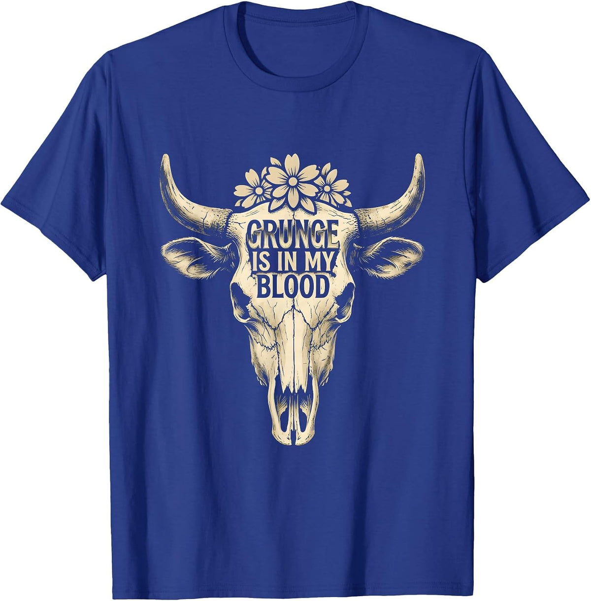 Grunge Is In My Blood 90s Rock Culture Design T-Shirt - Royal Blue