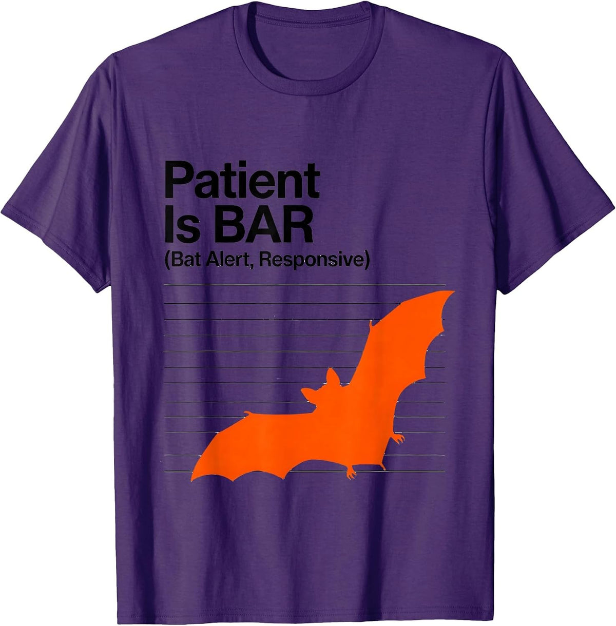 Patient Is BAR Bat Alert Responsive Funny Vet Tech Halloween T-Shirt - Purple