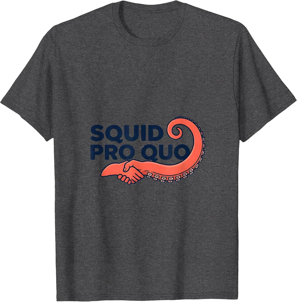 Men's Squid Pro Quo Editorial Conceptual Octopus Lover Marine T-Shirt - Dark Heather Grey