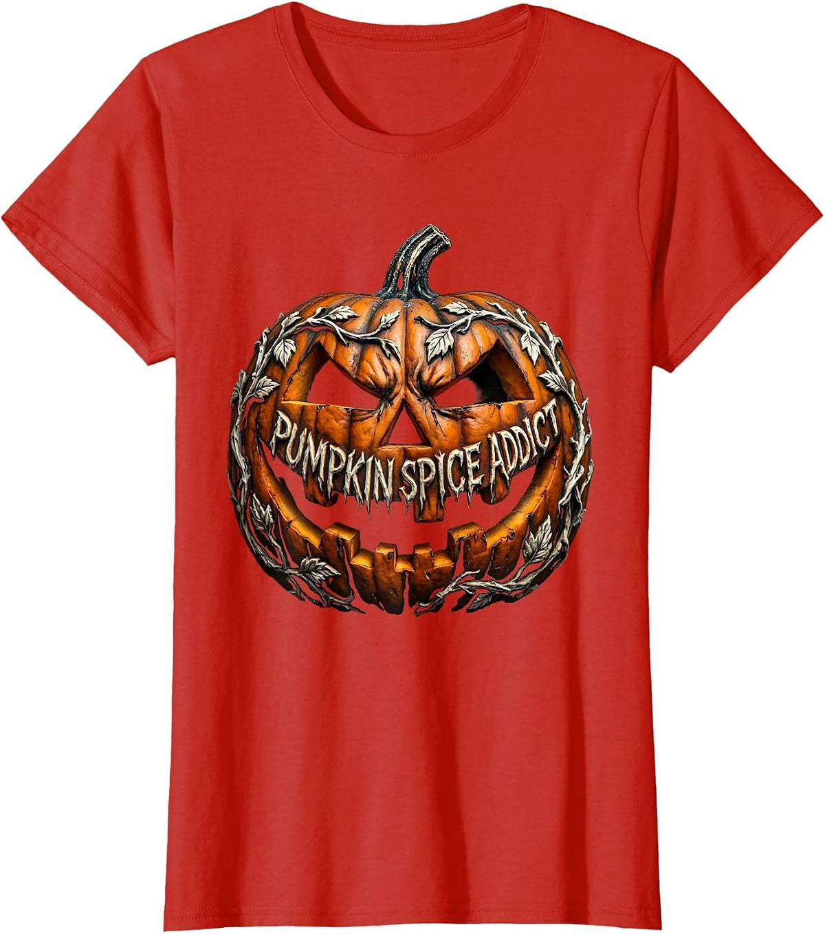 Pumpkin Spice Addict Fall Season Design T-Shirt - Red
