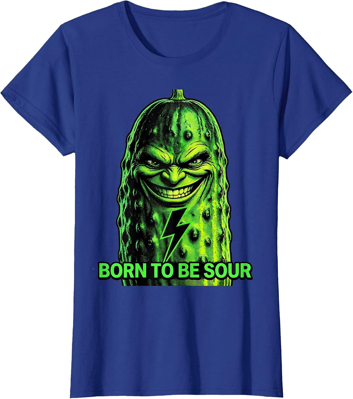 Women's Born to Be Sour Funny Pickle Graphic Design T-Shirt - Royal Blue