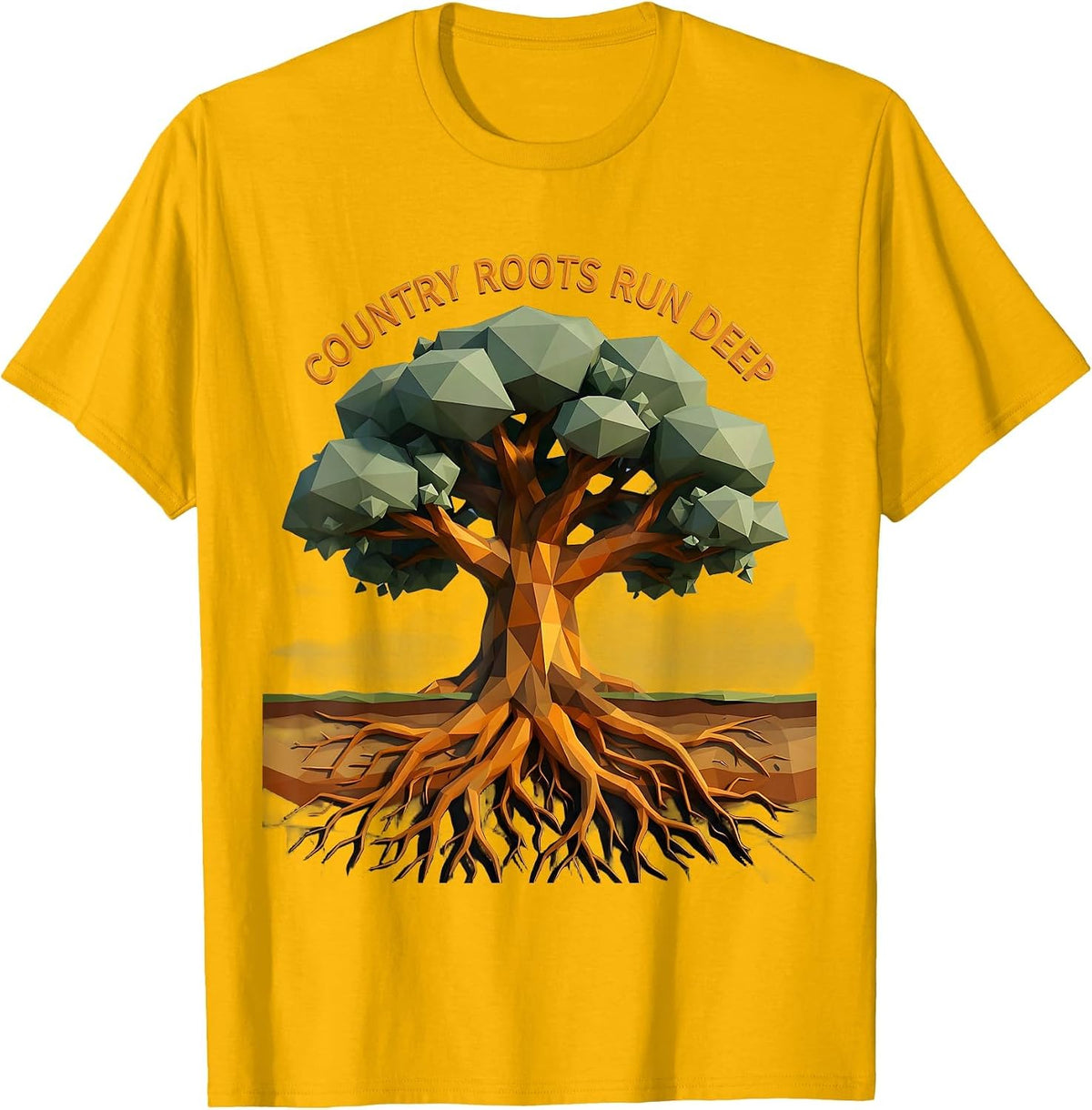 Men's Country Roots Run Deep Patriotic Pride Design T-Shirt - Golden Yellow