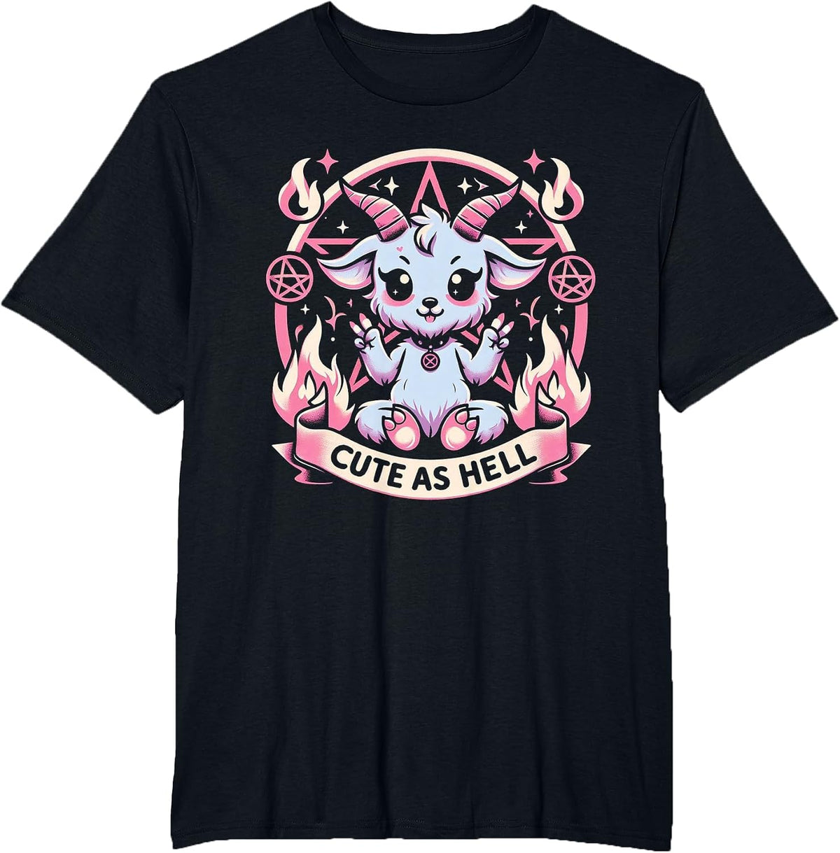 Pastel Goth Cute As Hell Kawaii Baphomet Emo Gothic T-Shirt - Black