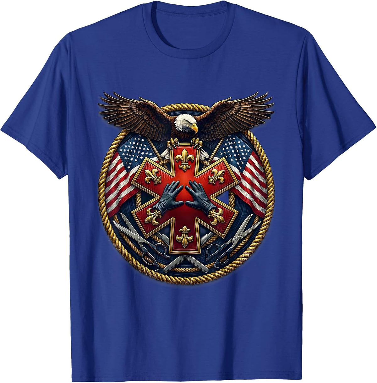 Men's EMT CPR Life-Saving Hands Graphic Design T-Shirt - Royal Blue