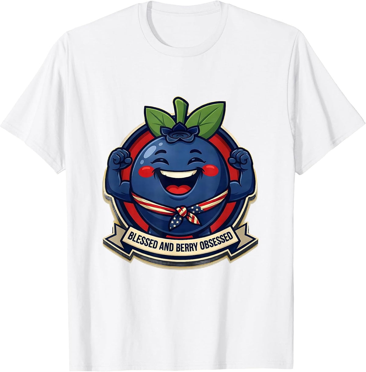 Men's Blessed and Berry Obsessed Red White and Blueberries T-Shirt - White