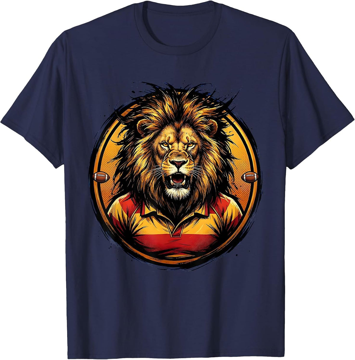 Lioness Rugby Player Graphic Design T-Shirt - Navy Blue