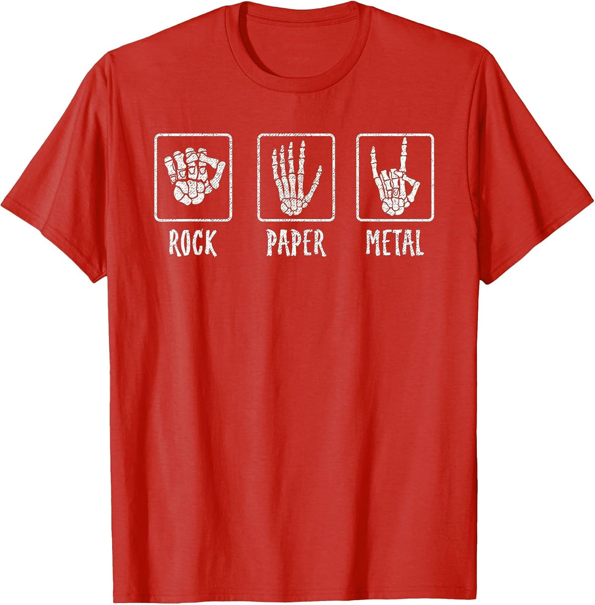 Heavy Metal Fan - Guitar and Skull Graphic T-Shirt - Red