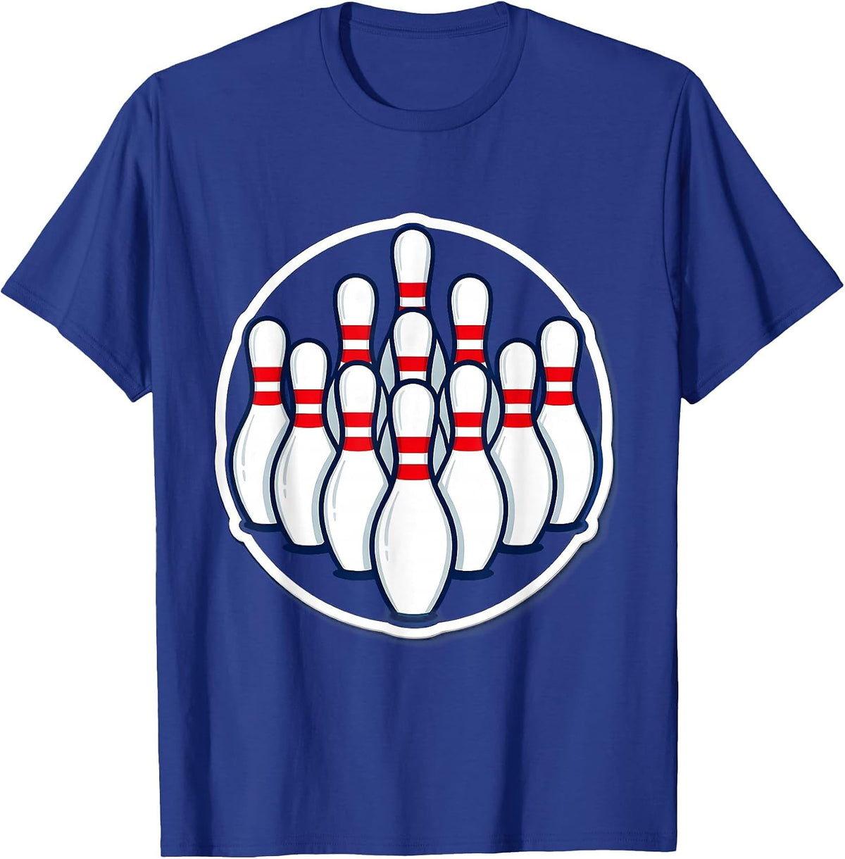 Bowling Pins Classic Triangle Formation Graphic T-Shirt - Royal Blue