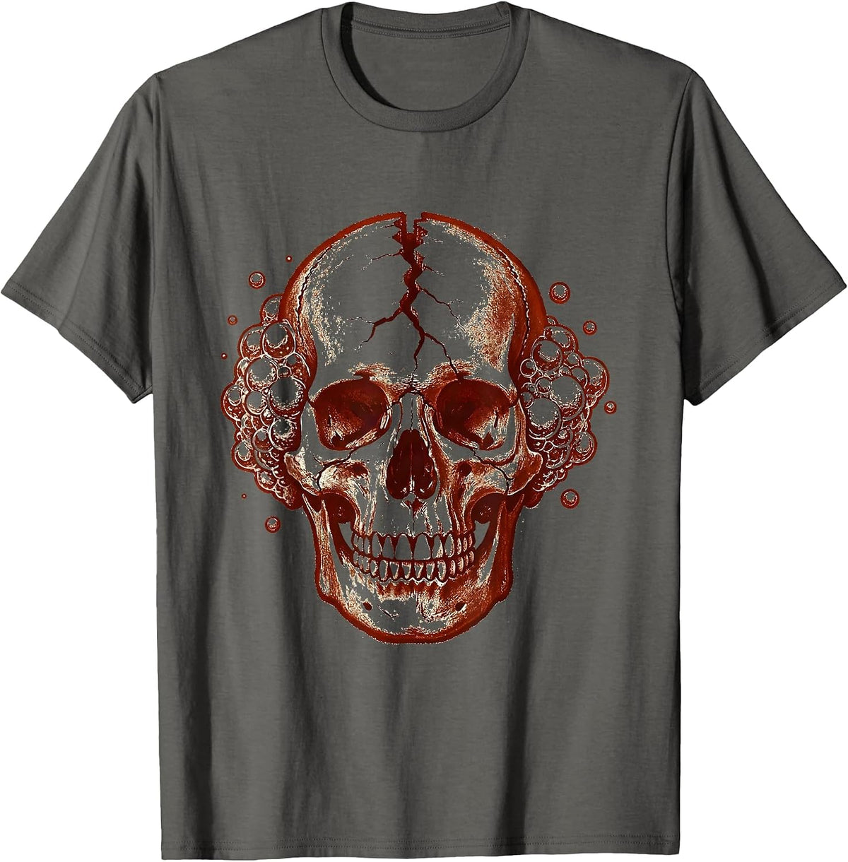 Rabies Skull Foaming Bubbles Dark Graphic T-Shirt - Asphalt Grey