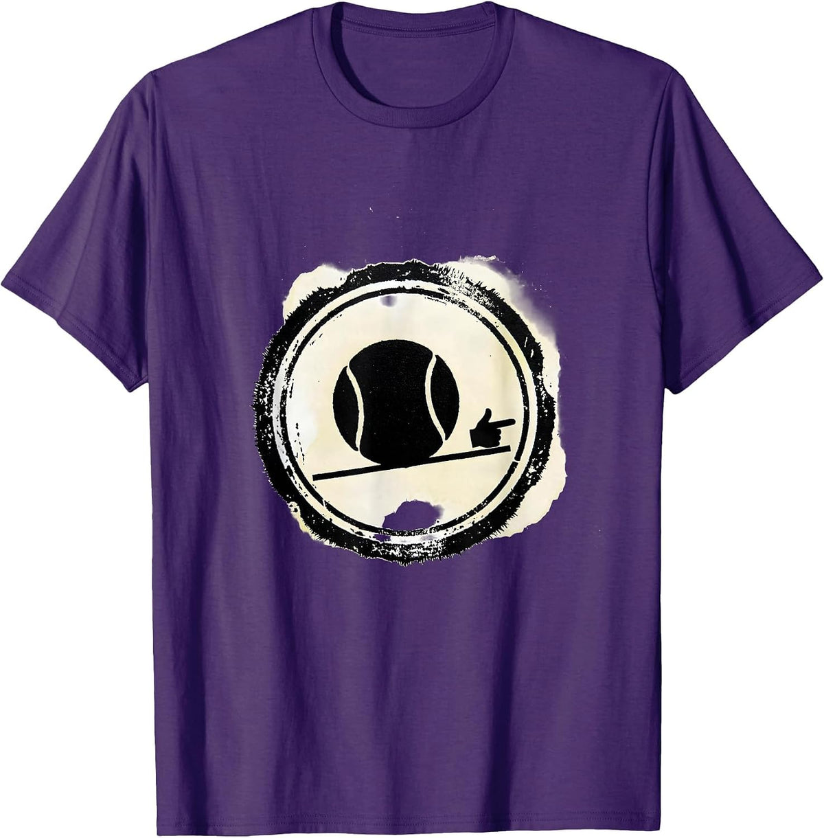 Rubber Stamp Tennis Ball Baseline Humor T-Shirt - Purple