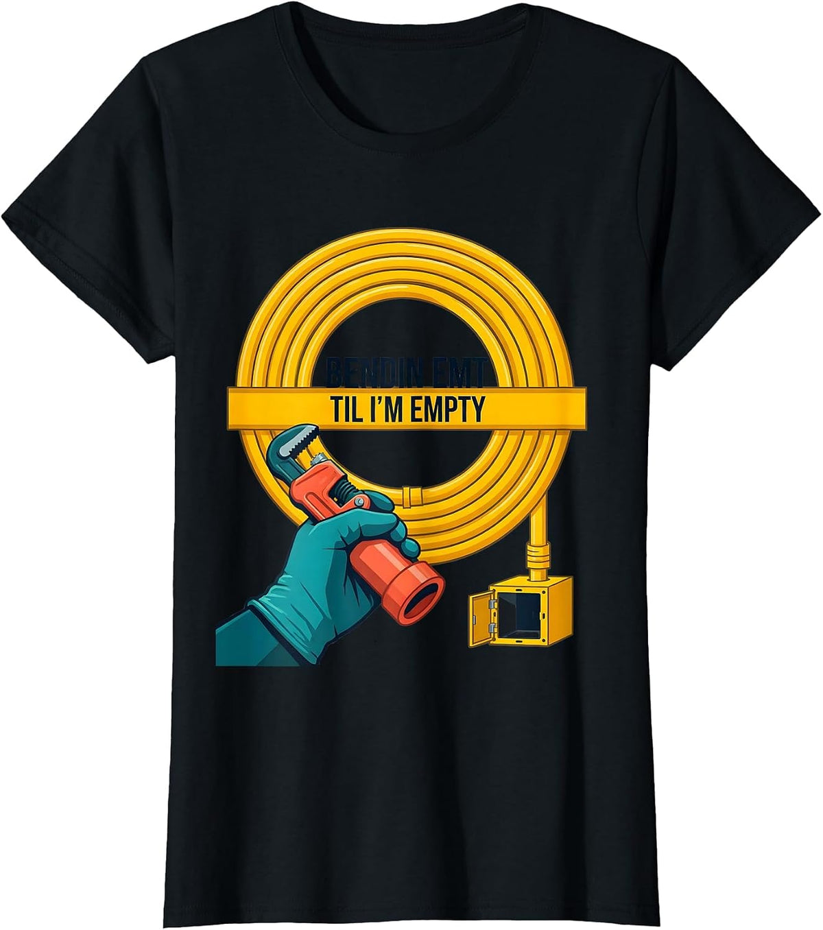 Women's Bendin EMT Til I'm Empty Funny Electrician Gift T-Shirt - Black