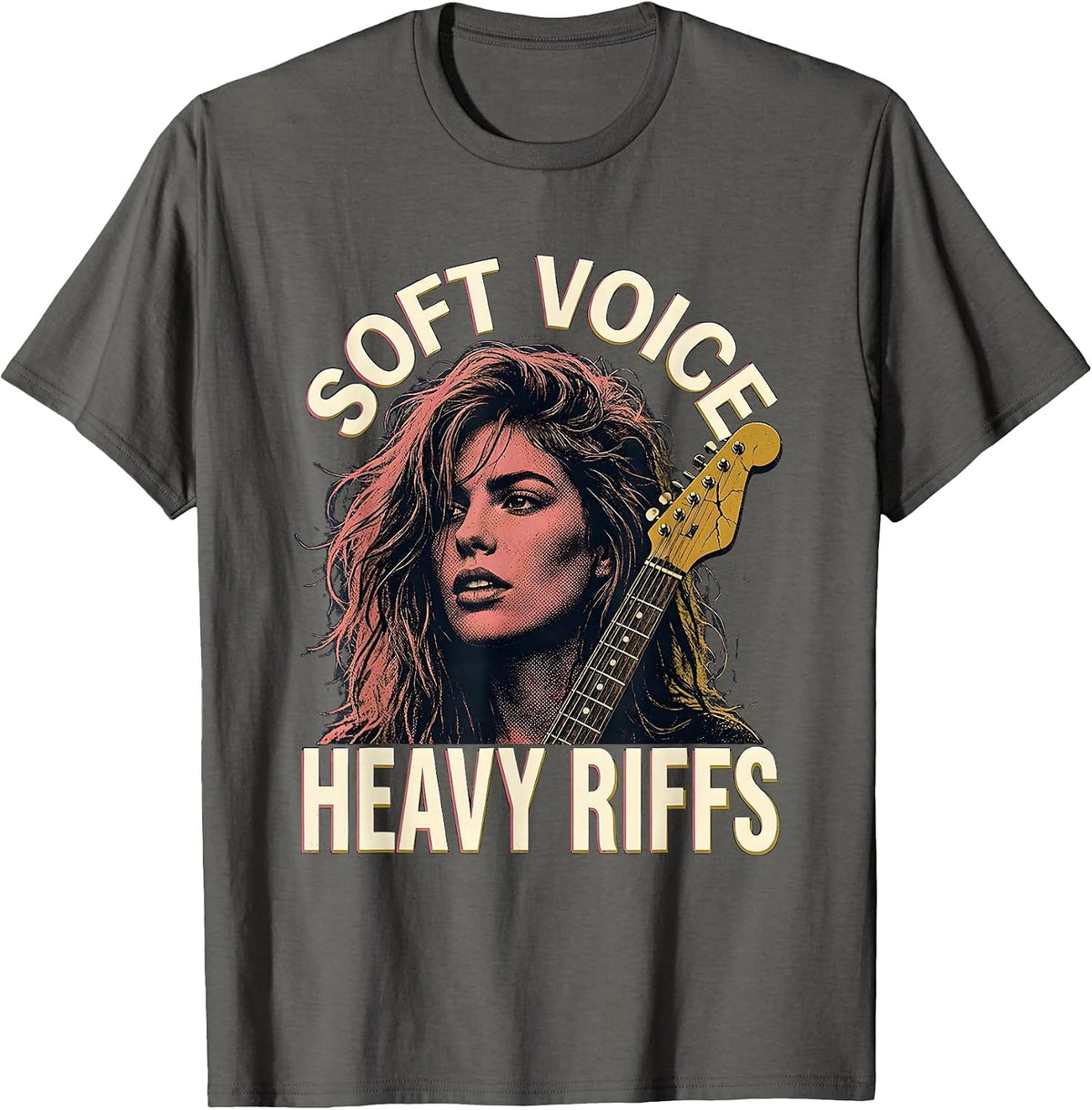 Men's Soft Voice Heavy Riffs Grunge Women Music Design T-Shirt - Asphalt Grey