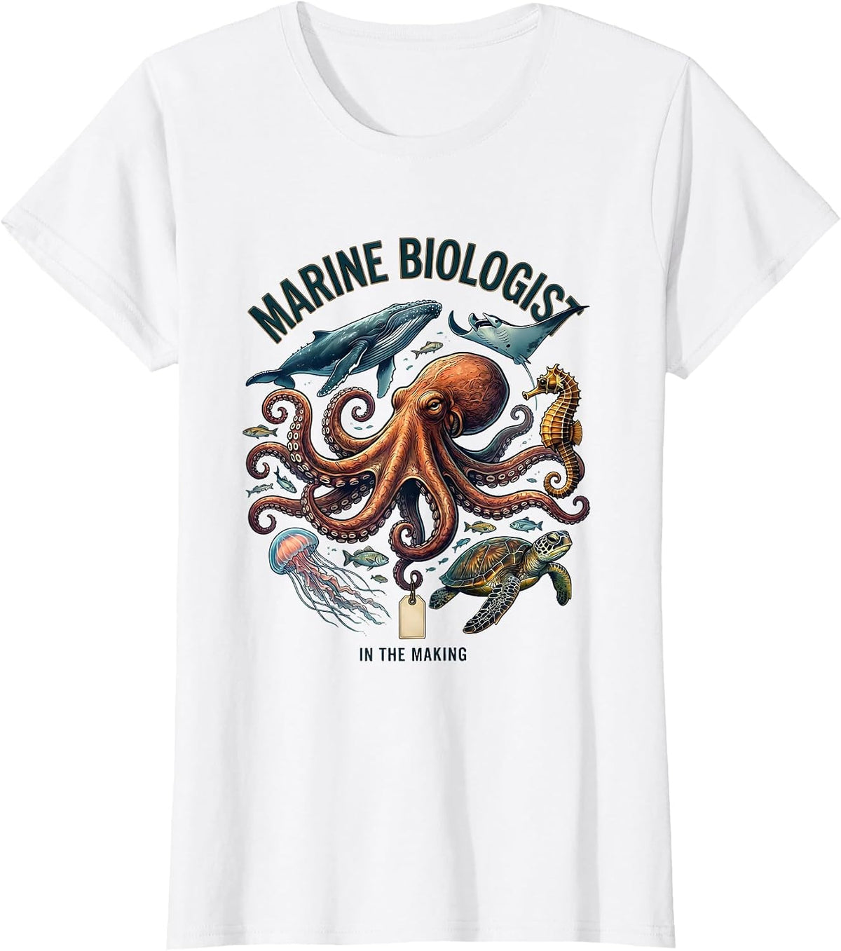 Women's Marine Biologist In The Making Octopus Sea Creature Nature T-Shirt - White