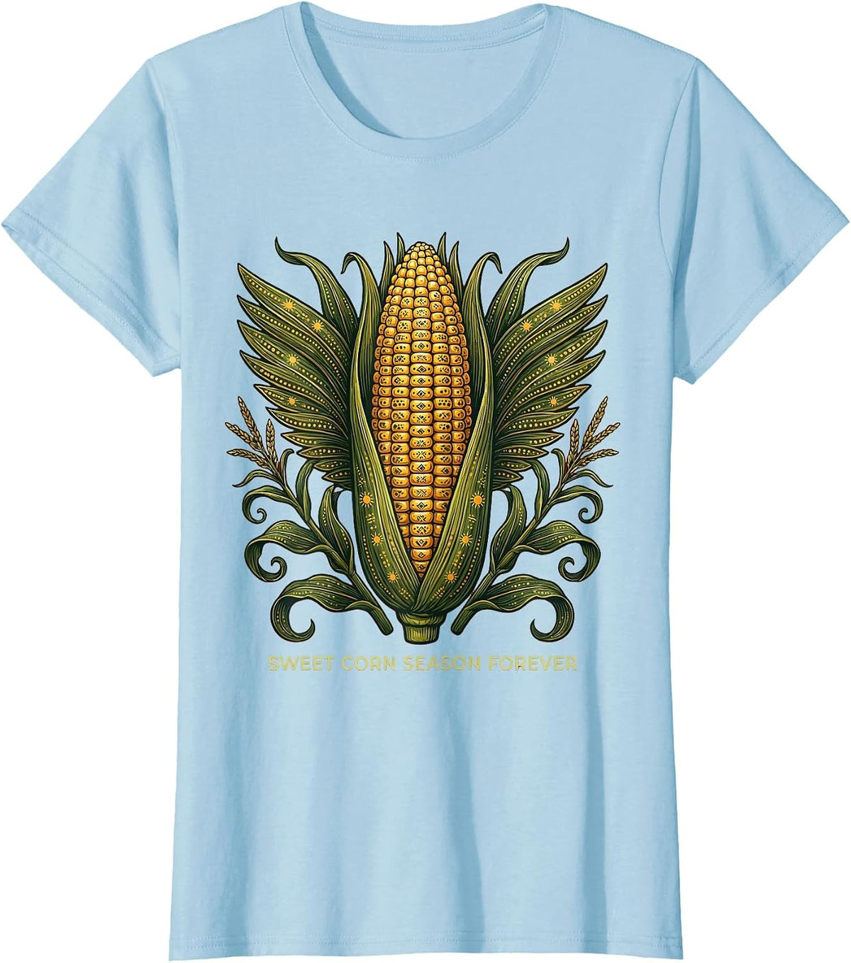 Sweet Corn Season Forever Graphic Design T-Shirt - Baby Blue