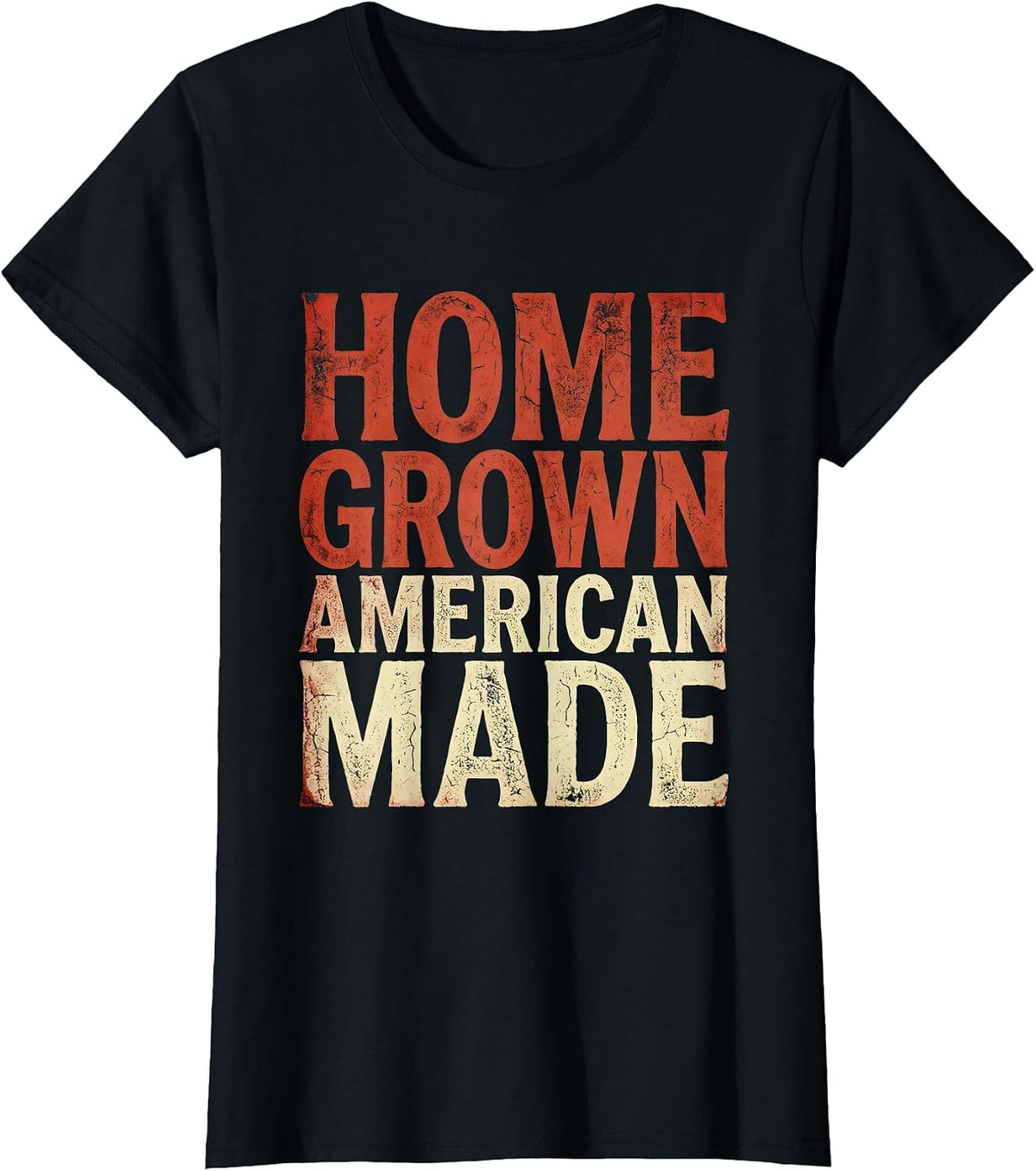 Women's Home Grown American Made Patriotic USA Design T-Shirt - Black