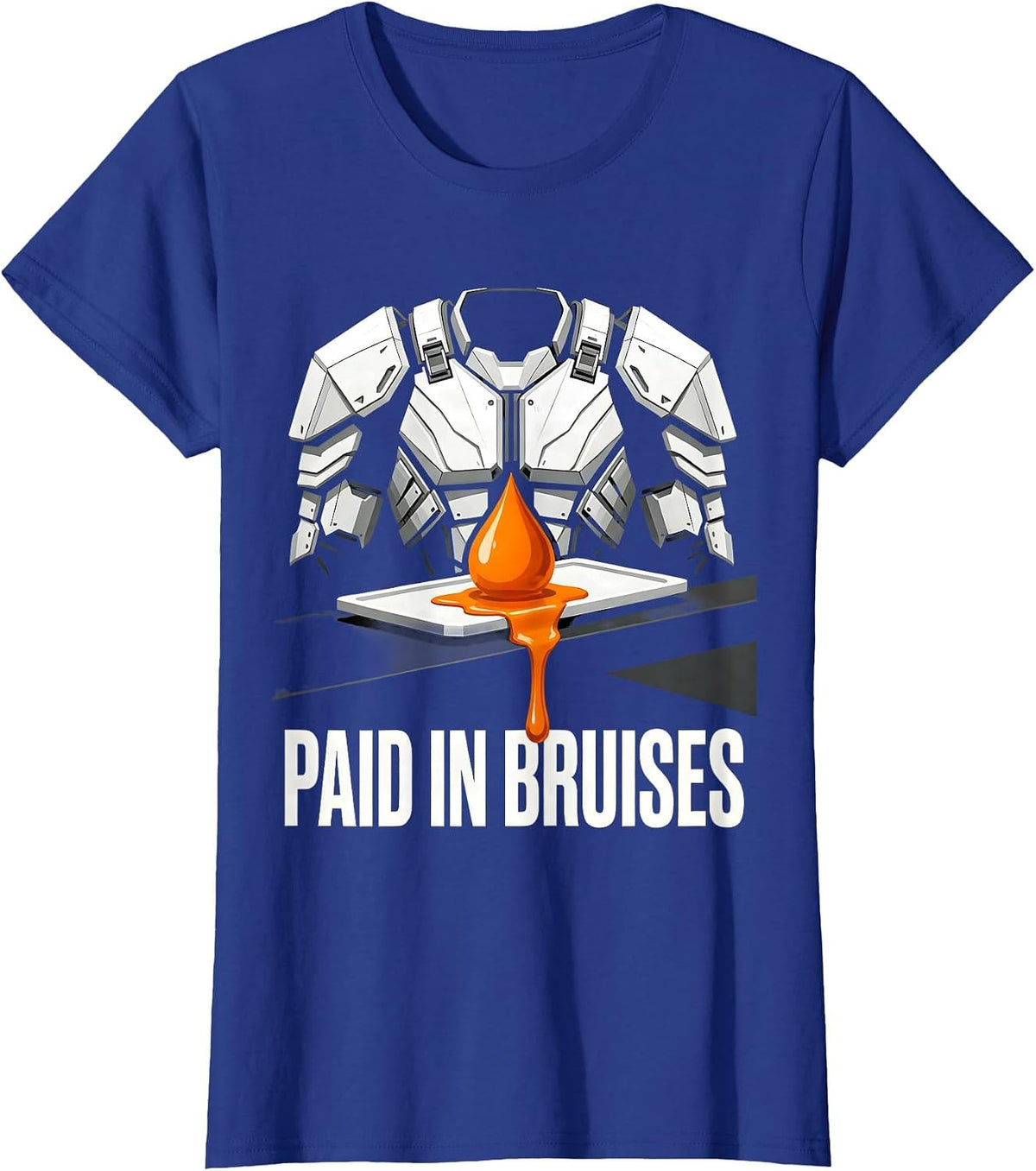 Women's Paid In Bruises Brutalist Football Lineman Offensive Line T-Shirt - Royal Blue