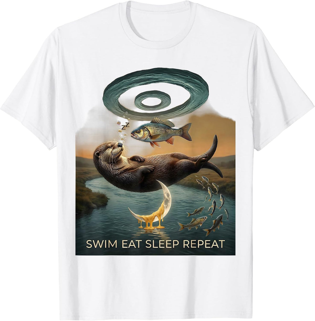 Otter Swim Eat Sleep Repeat Cute Design T-Shirt - White