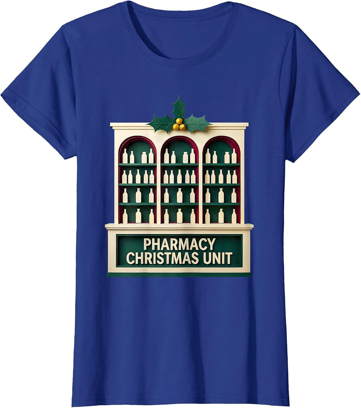 Women's Pharmacy Christmas Unit Funny Pharmacy Tech Squad Holiday T-Shirt - Royal Blue